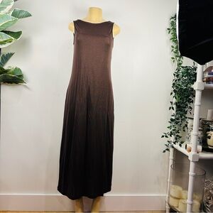 Ese O Ese Knit Maxi Fit Flare Dress Sz M Brown Sleeveless